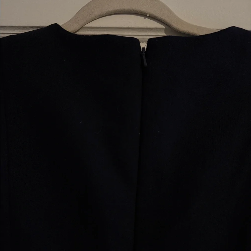 Tory Burch Sleeveless Gold Button Wool Blend Sheath Dress Navy Blue Size 10